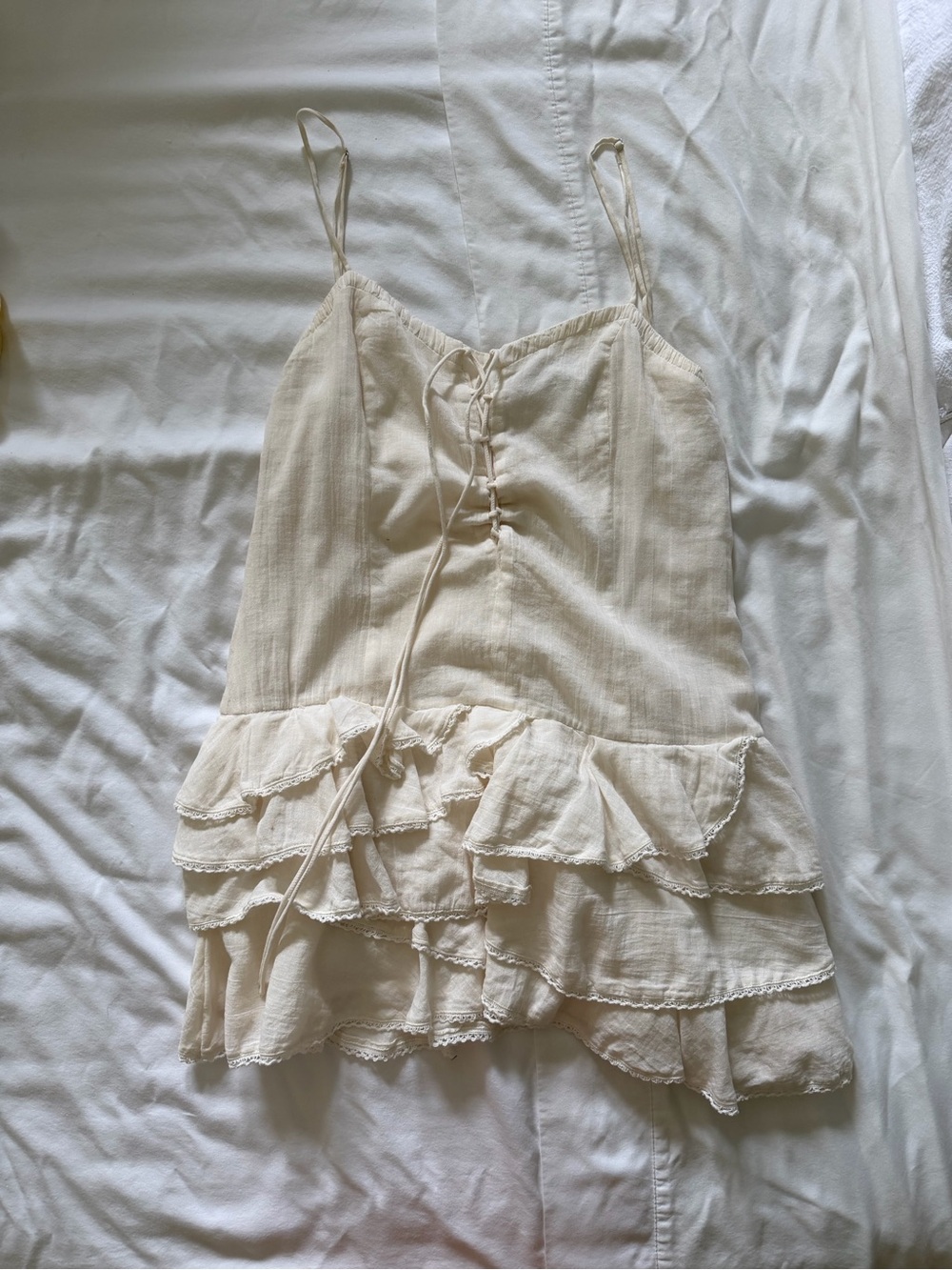 Zara Cream Lace-Up Cami Dress